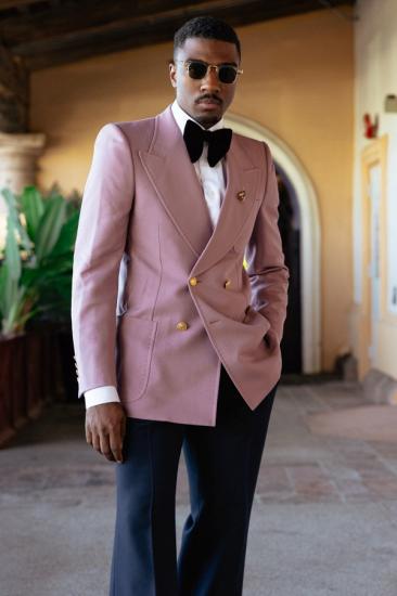 Hansen Lilac Peaked Lapel Double Breasted Prom Suit With Navy Pants | Bradymensuit_2