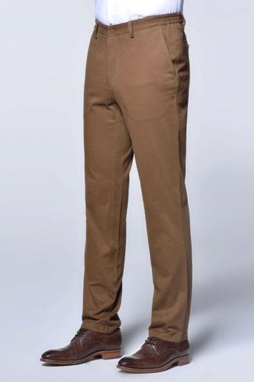 Casual Cotton Pants Pure Brown Slim Fit Everyday Trousers_2