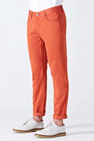 Mens Vibrant Orange Cotton Fashion Casual Pants_2