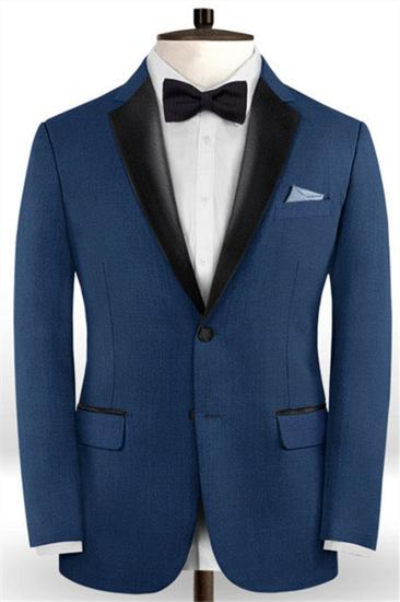 Slim Fit 2 Piece Blue Casual Prom Tuxedo | Groom Notched Lapel Business Wedding Suit_1