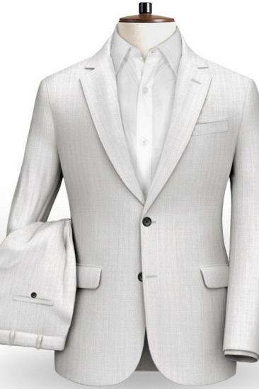 Summer White Linen 2 Piece Mens Suit | Groom Wedding Tuxedo Groom Suit Casual_2