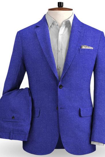 Sale Royal Blue Ball Suits for Men |  Linen Two Piece Tuxedo_2