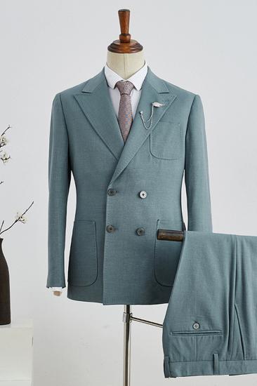Bevis Mens Trendy Point Lapel Double Breasted Suit_2
