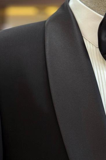 Black Modern Slim Fit Shawl Collar One Button Wedding Suit | Two Piece Or Three Piece Set_2