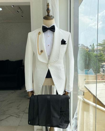 Jack White Shawl Lapel Plaid Two Piece Wedding Suits_2