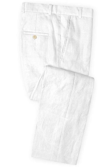 Summer White 2-Piece Linen Men Suit | Cutsom Slim Fit Groom Ball Wedding Suit_3