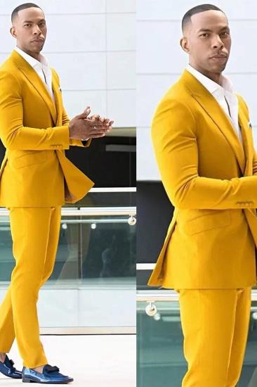 Trenton Yellow Double Breasted Point Lapel Prom Men Suit Online_2