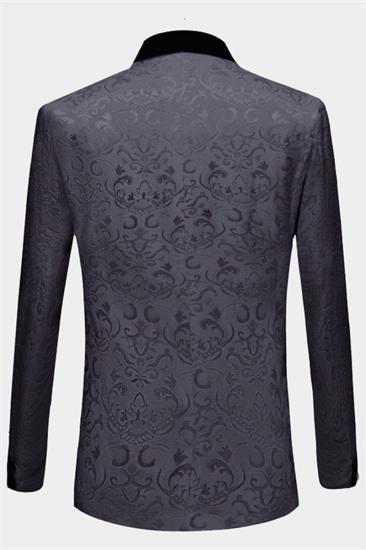 Three Piece Black Jacquard Men Suits |  Unique Prom Dinner Suits_2