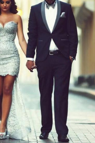 Black Slim Shawl Lapel Prom Suit | Simple Tuxedo Set of 2_1