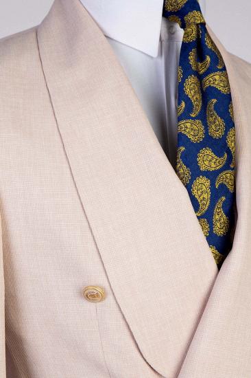 Elegant Champagne Gentleman Double Breasted Tuxedo | Shawl Collar Men's Tuxedo With Metal Buttons_4
