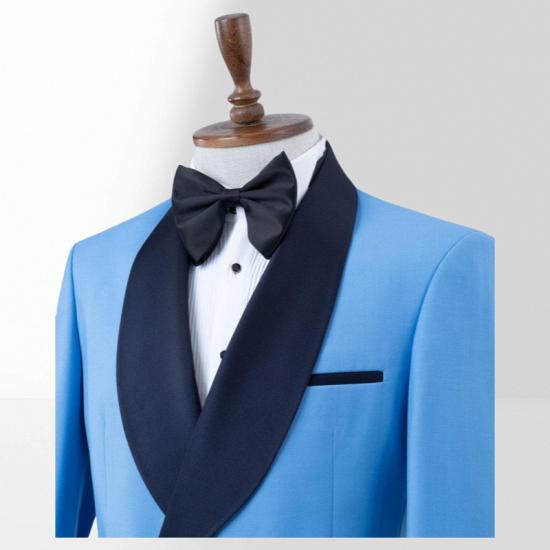 Daily Custom Blue Shawl Collar Adjustable Button Two Piece Wedding Suit | Ball Suit_3