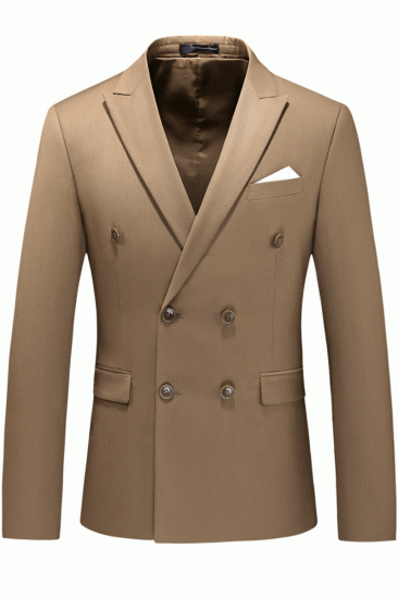 Peak Lapel Double Breasted Coffee Mens Suits for Formal