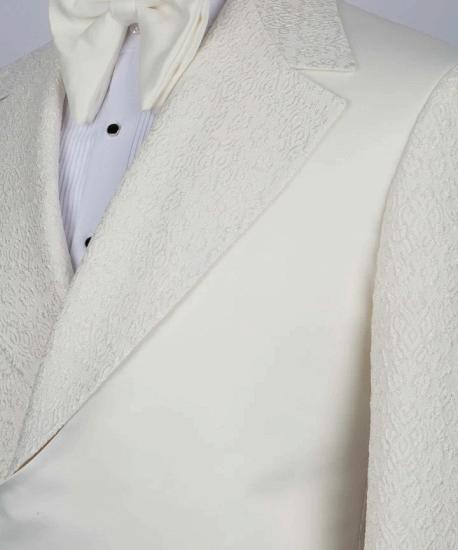 Brady Slim Fashion Off-White Jacquard Two Pieces Prom Suits With Crossover Satin Panel_2