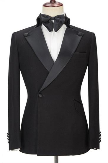 Shaun Black Fashion Slim Fit Pointed Lapel Mens Fit for Prom_1