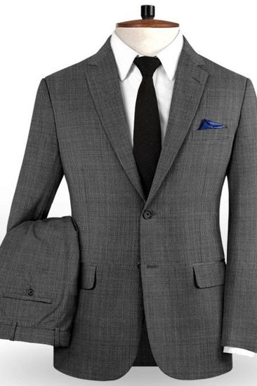 Dark Grey Notched Lapel Mens Tuxedo | Business Formal Fashion Mens Suit_2