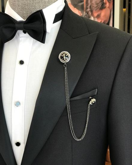 Fashion Black Italian One Button Lapel Mens Suit | Suits Online_4