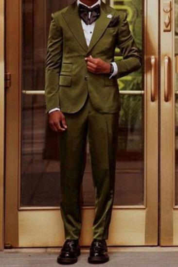 Evan Cool Lime Green Peaked Lapel Close Fitting Prom Men Suit