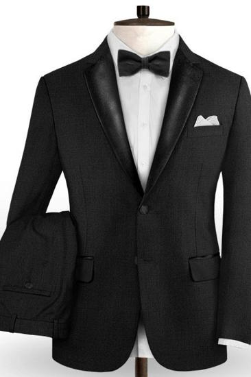 Black Wedding Suit Groom Wearing Groomsmen Suit Mens Blazer_2