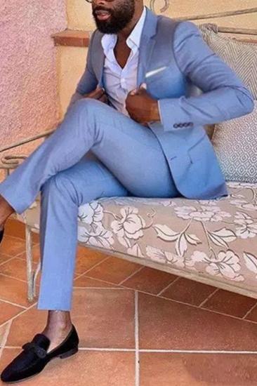 Casual Blue Mens Suit |  Design Business Mens Blazer 2 Piece_1