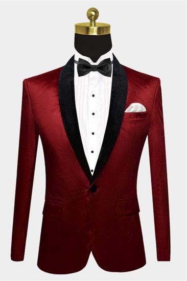 Burgundy Velvet Prom Mens Suit | One Button Boyfriend Blazer