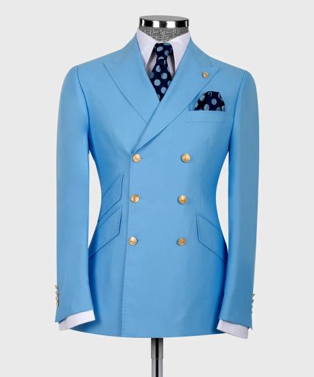 Chic Blue Double Breasted Men Suits | Men Two Piece Suit_1