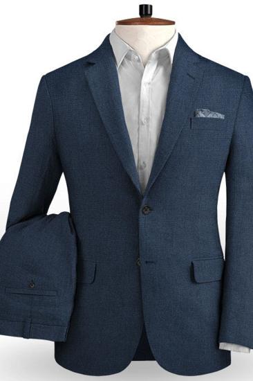Dark Blue Linen Beach Wedding Suit |  Men Suit Set Of 2_2