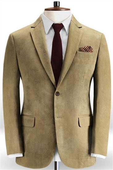 Camel Striped Notched Lapel Tuxedo |  Slim Fit Business Mens Suit Online