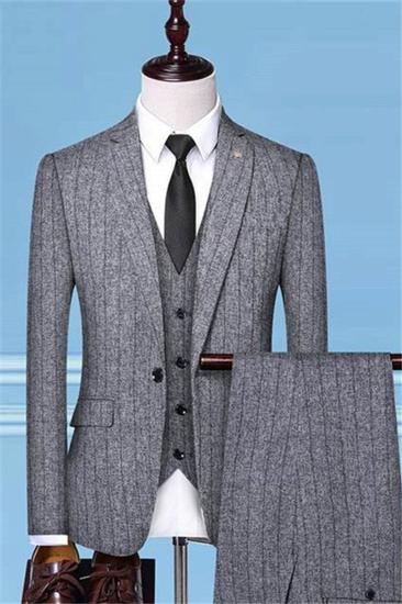 Fashion Striped Business Mens Suit | Mens Three Piece Prom Tuxedo