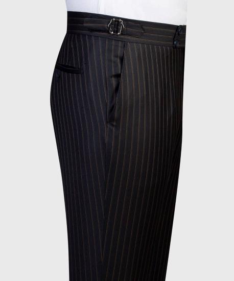 Black Stripe Double Breasted Shawl Lapel Business Men's Suit_4