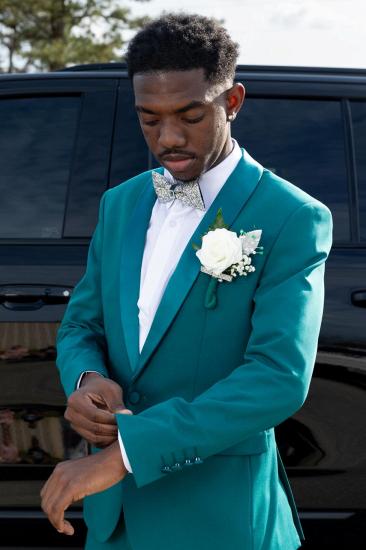 Kemp Chic Teal One Button Prom Suit With Satin Shawl Lapel | Men's Formal Tuxedo_2
