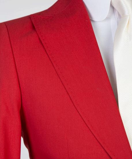 Donald Bespoke Red Peaked Lapel Three Pieces Men Suits_4