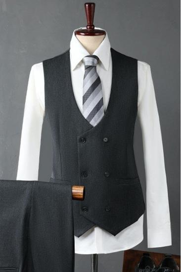 Italian Style Dark Gray Lapel Collar Men Slim Suit | Wedding Business Suit Adjustable Chest Buckle_4