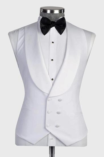 White Shawl Lapel Three Piece Tuxedo Men Custom Tailored Formal Suit For Wedding Prom Party Gala_3