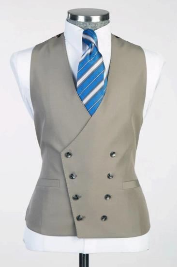Formal Gray No Lapel Double Breasted Vest_1