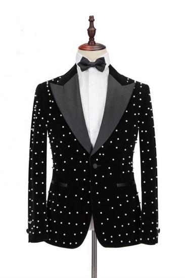 Omar Charming Black Pointed Lapel Mens Fit for Prom_1
