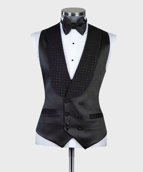 Black Two-Piece Shawl Lapel Custom Wedding Suit_2