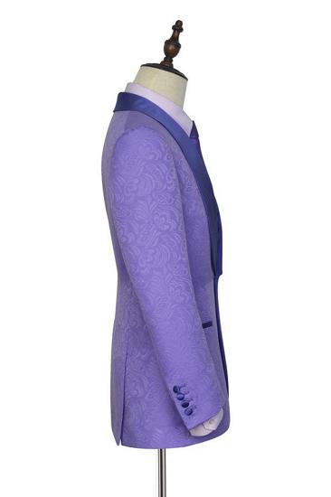 Lavender Jacquard Silk Shawl Lapel Custom Prom Suit_3