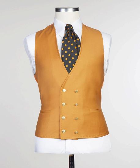 New Dark Yellow Pointed Collar Three Piece Fashion Men Suits_2