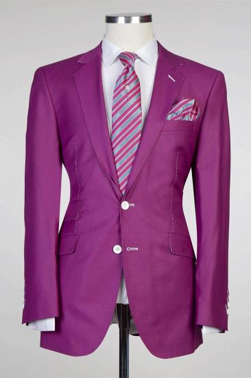 Purple Two-Piece Notched Lapels Tailored Men Suit_1