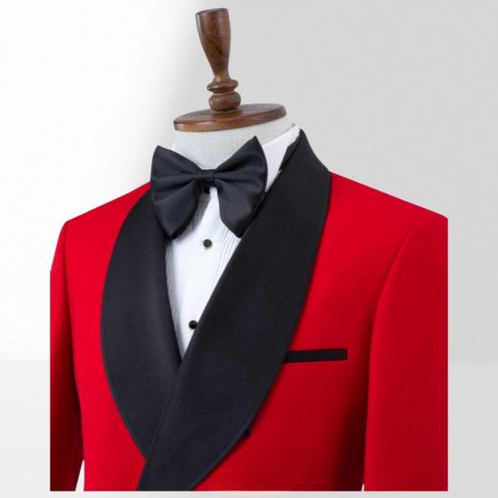 Popular Red Shawl Collar Two Piece Suit | With Adjustable Metal Buckles_3