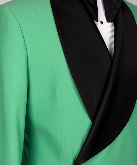 James Fashion Green One Button Green Collar Men Two Piece Suits_3