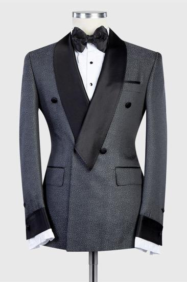 Design Dark Gray Double Breasted Shawl Lapel Best Fit Men Suit_1