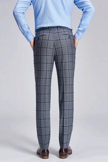 Keith Fashion Plaid Grey Formal Men Suit Pants_3