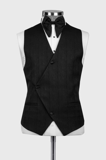 Modern Black Herringbone Notch Lapel Men's Suit | Men's Three Piece Suit_4
