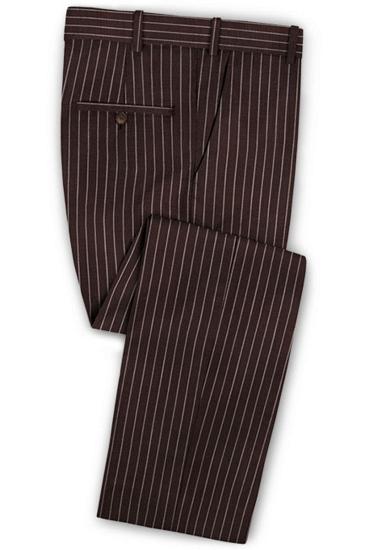 Chocolate Two Piece Mens Suit with 2 Buttons |  Striped Tuxedo_3