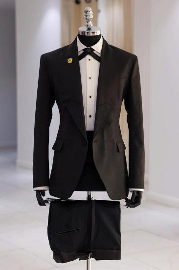 Black Jacquard Tuxedo Suit for Men Slim Fit Shawl Lapel Formal Suit Set_2