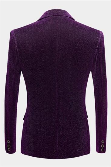 Sparkling Purple Sequin Blazer Online | Peak Lapel Glitter Prom Men Suit_2