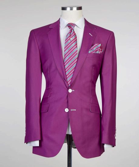 Purple Two-Piece Notched Lapels Tailored Men Suit_3