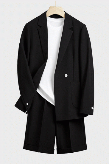 Uriel Black Fashion Notch Lapel Loose Summer Mens Suit_1