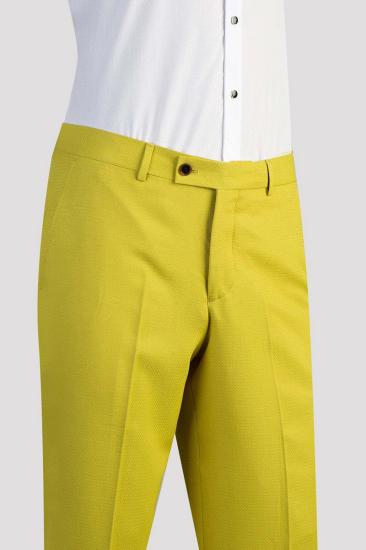 Autumn Leaf Yellow Double Breasted Slim Shawl Collar Men  Two Piece Tuxedo | With Belt_3